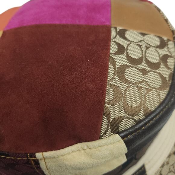 Vintage Y2k Coach Bucket Hat Wristlet Set Patchwork Wallet Purse Leather Suede - Picture 8 of 15